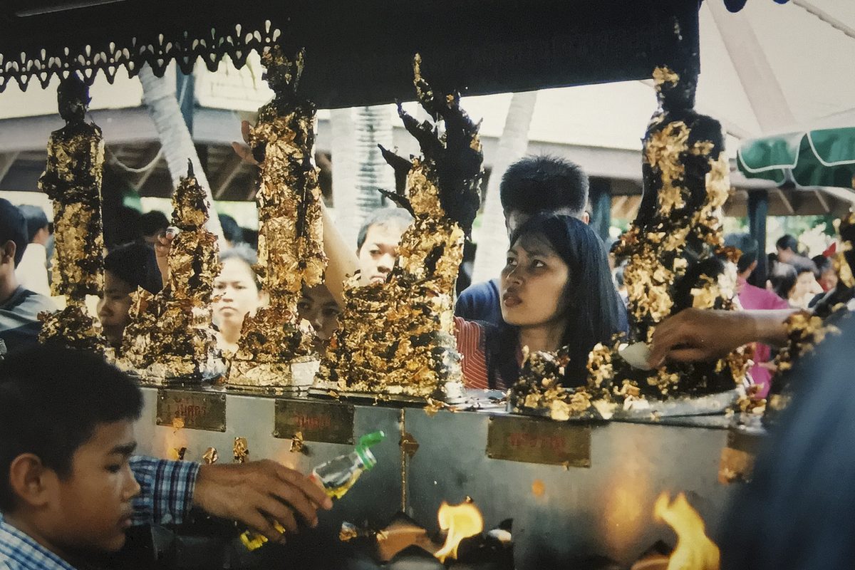 Worshippers at the temple